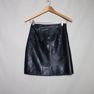 Genuine Leather Black Mini Skirt